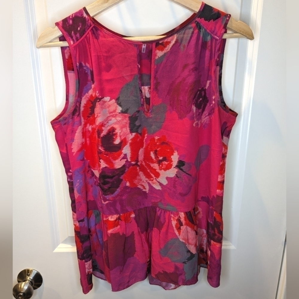 TRINA Turk Silk Bright Floral sleeveless blouse size small